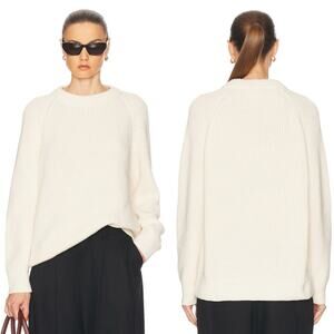 Jenni Kayne Cream Ivory Oversized Cotton Fisherman Sweater - XS